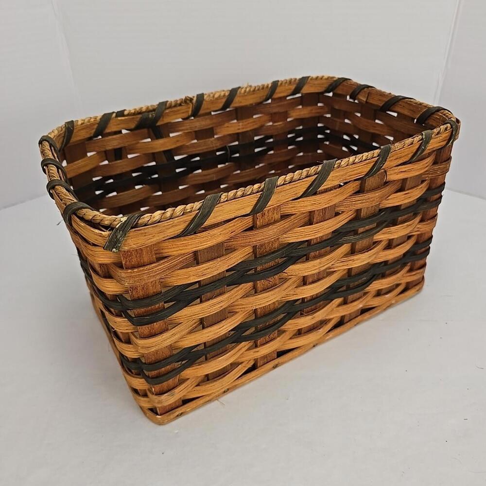 Vintage Hand Woven Splint Basket, Base, Rustic Country